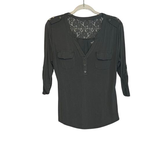 NY&Co Soho Grey 3/4 Sleeve Top M - Picture 3 of 4